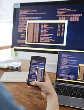 Mobile app developers collaborating